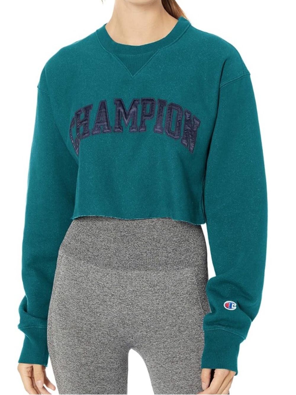 Champion Women’s Vintage Wash Reverse Weave Cropped Block Arch Sweatshirt
